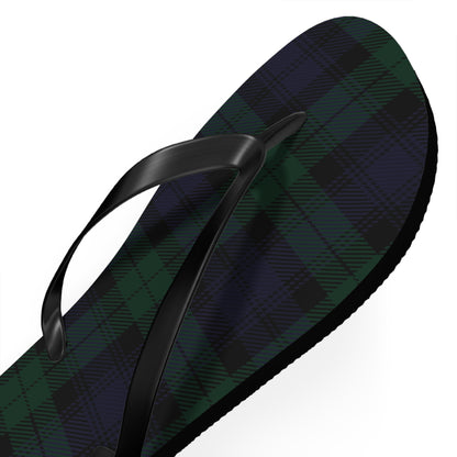 True Holiday Black Watch Tartan Plaid Flip Flops