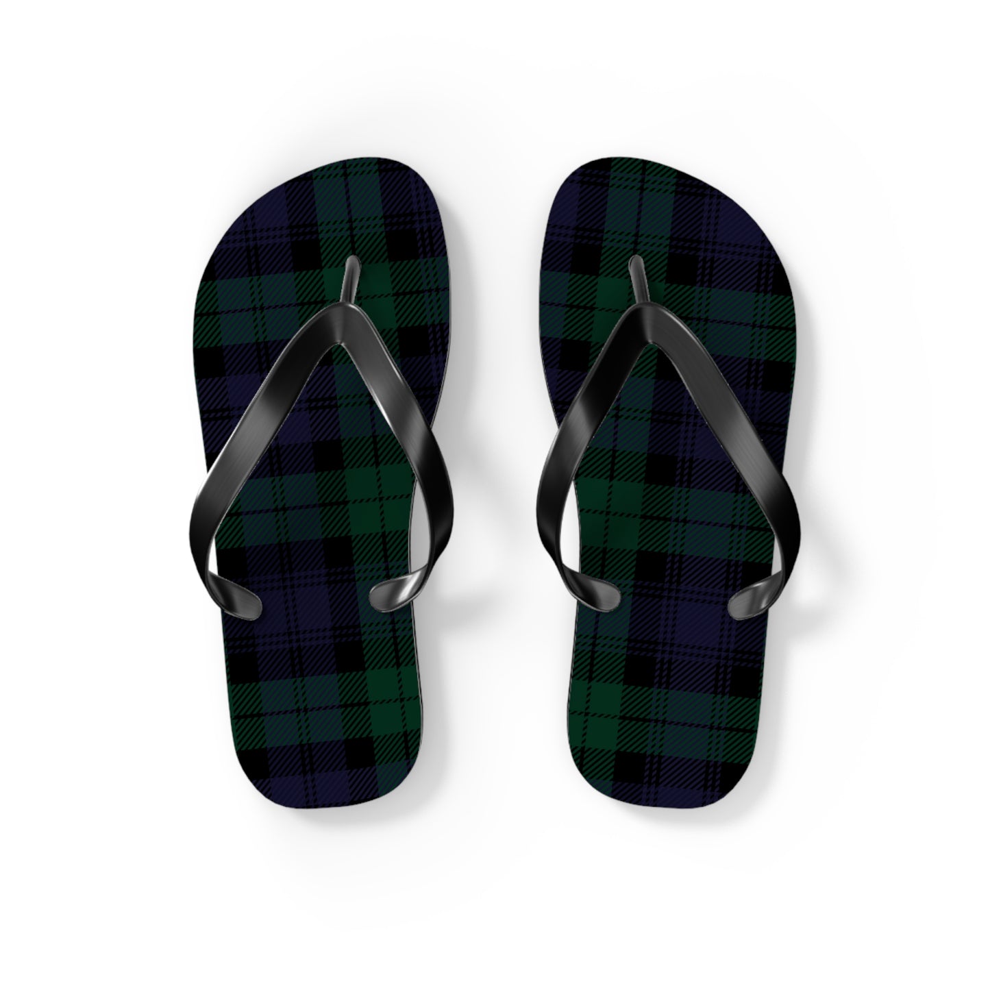 True Holiday Black Watch Tartan Plaid Flip Flops