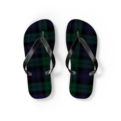 True Holiday Black Watch Tartan Plaid Flip Flops