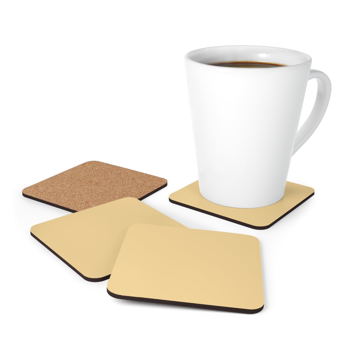 True Holiday Honeybee Yellow Solids Corkwood Coaster Set