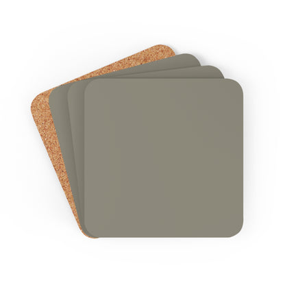 True Holiday Antique Pewter Green Solids Corkwood Coaster Set