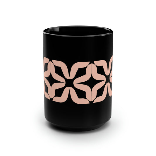 True Holiday Teacup Rose Orange Solids Black Mug, 15oz