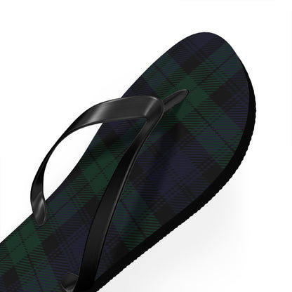 True Holiday Black Watch Tartan Plaid Flip Flops