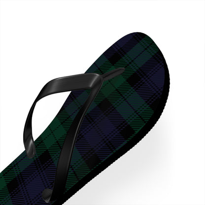 True Holiday Black Watch Tartan Plaid Flip Flops