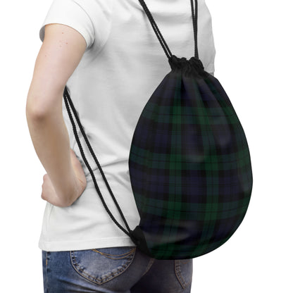 True Holiday Black Watch Tartan Plaid Drawstring Bag