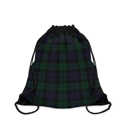 True Holiday Black Watch Tartan Plaid Drawstring Bag
