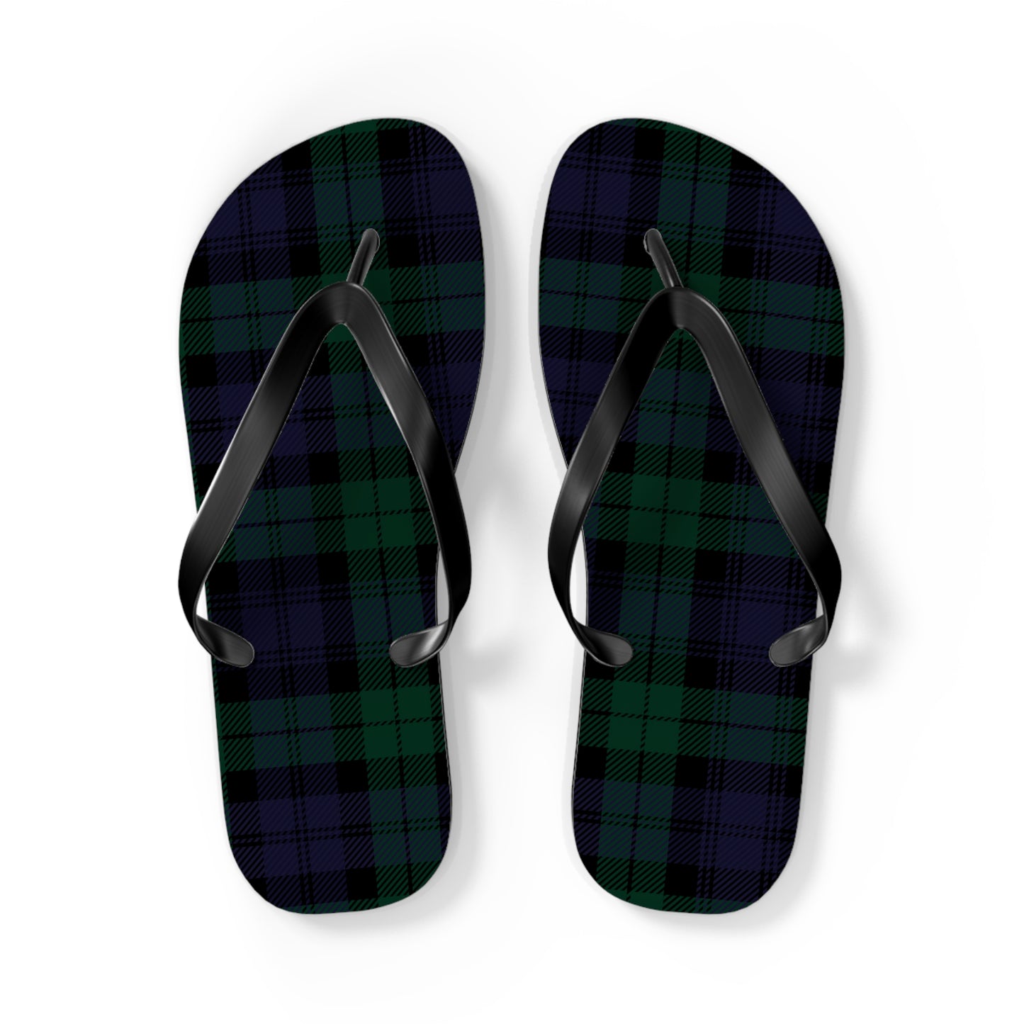 True Holiday Black Watch Tartan Plaid Flip Flops
