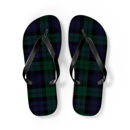 True Holiday Black Watch Tartan Plaid Flip Flops
