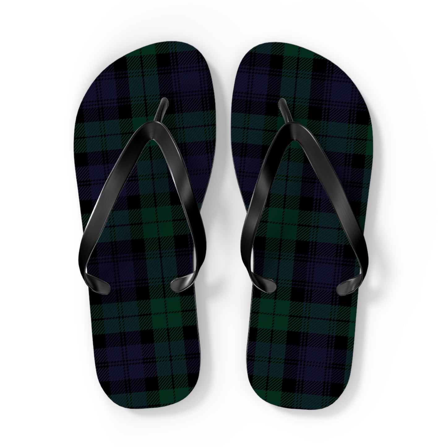True Holiday Black Watch Tartan Plaid Flip Flops