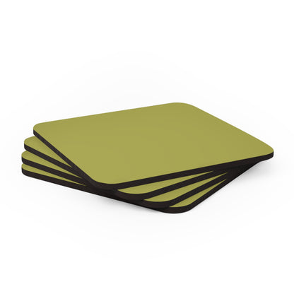 True Holiday Perennial Green Solids Corkwood Coaster Set