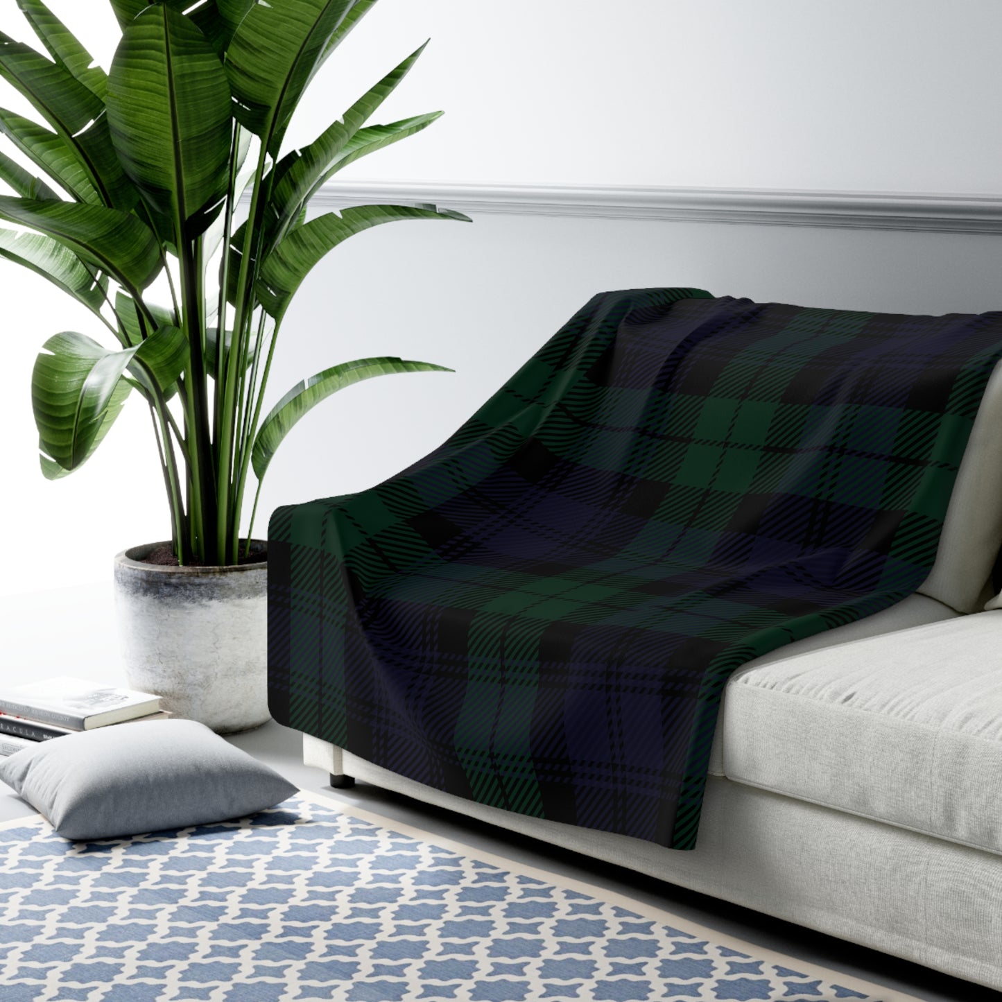 True Holiday Black Watch Tartan Plaid Throw Blanket