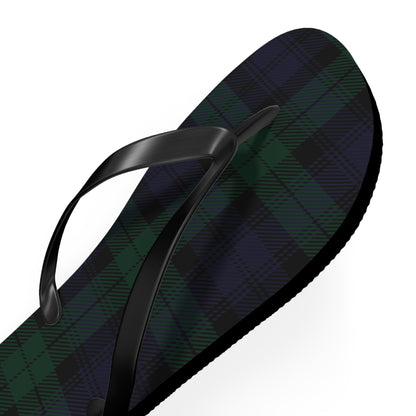 True Holiday Black Watch Tartan Plaid Flip Flops