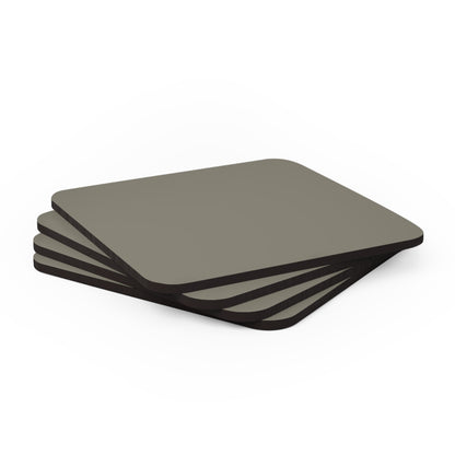 True Holiday Antique Pewter Green Solids Corkwood Coaster Set
