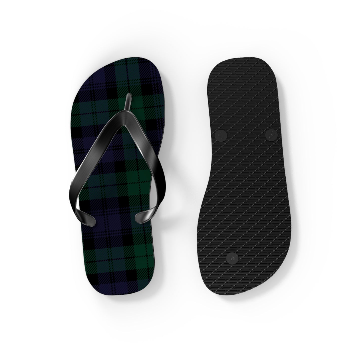 True Holiday Black Watch Tartan Plaid Flip Flops