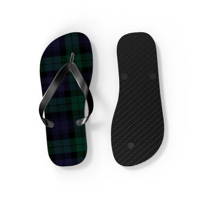 True Holiday Black Watch Tartan Plaid Flip Flops