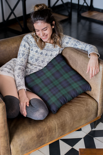 True Holiday Black Watch Tartan Plaid 20" Square Throw Pillow